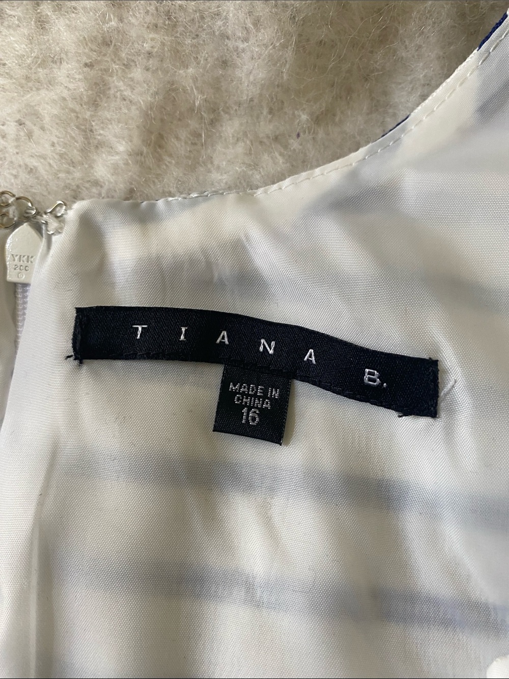 Tiana B. Navy and White Striped Sleeveless Midi Dress with Coral Belt size 16 - Picture 7 of 9